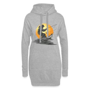 Pêche - Sweat-shirt à capuche long Femme - gris chiné - Devant