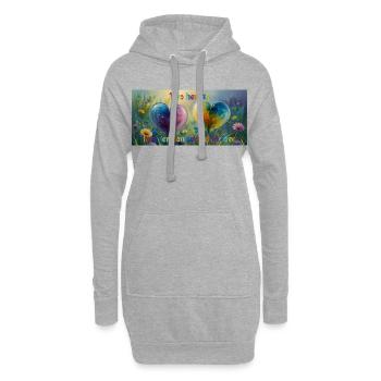 Deux cœurs toujours liés dans l’amour - Sweat-shirt à capuche long Femme - gris chiné - Devant