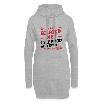 Régime alimentaire aux fruits de mer (je vois de la nourriture, je la mange) - Sweat-shirt à capuche long Femme - gris chiné - Devant