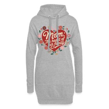 Mama Herz unserer Familie Blumengeschenk - Hoodie-Kleid - Grau meliert - Vorne