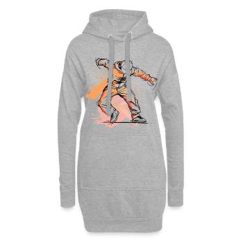 Breakdancer Zeichnung - Hoodie-Kleid - Grau meliert - Vorne
