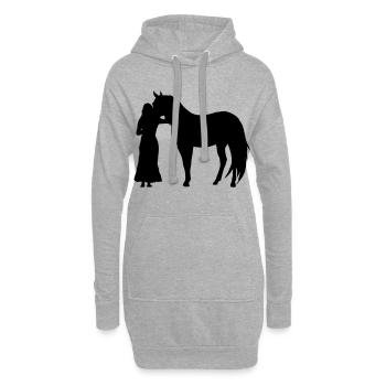 Frau mit Pferd - Hoodie-Kleid - Grau meliert - Vorne