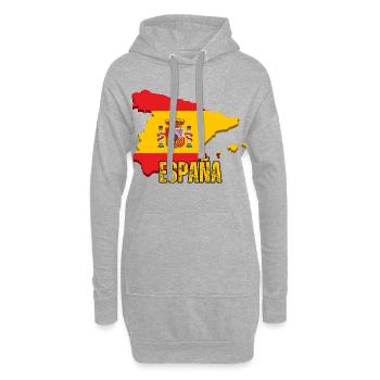 Drapeau de l’Espagne, carte drapeau de l’Espagne - Sweat-shirt à capuche long Femme - gris chiné - Devant