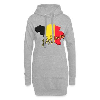Drapeau de la Belgique, carte drapeau de la Belgique - Sweat-shirt à capuche long Femme - gris chiné - Devant
