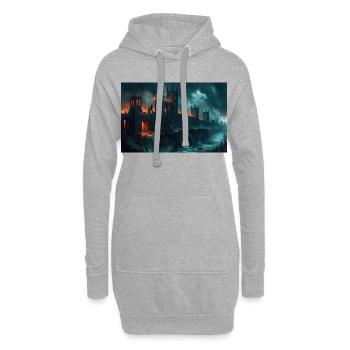 Poster Illustration Mittelalterliche Landschaft in Ruinen - Hoodie-Kleid - Grau meliert - Vorne