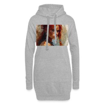 Poster Illustration Kriegerin Frau Rot Sonja - Hoodie-Kleid - Grau meliert - Vorne