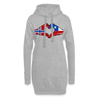 Norwegen Chile Flagge Hände Herzform used - Hoodie-Kleid - Grau meliert - Vorne
