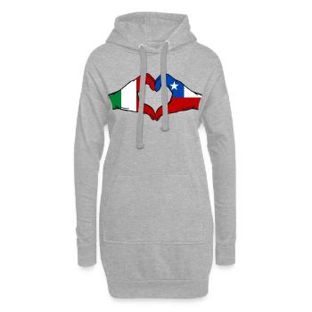Italien Chile Flagge Hände Herzform - Hoodie-Kleid - Grau meliert - Vorne