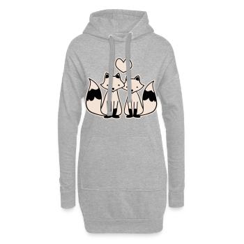 Renards amoureux - Sweat-shirt à capuche long Femme - gris chiné - Devant