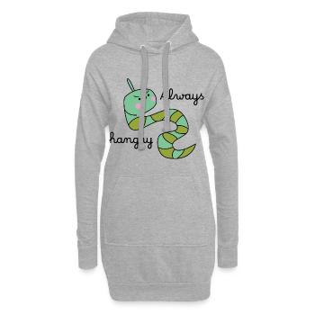 Grumpy Caterpillar – Lustige Cartoon-Raupe - Hoodie-Kleid - Grau meliert - Vorne