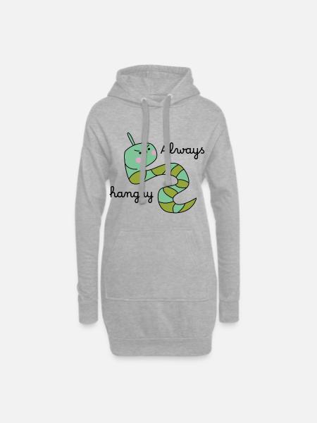 Grumpy Caterpillar – Lustige Cartoon-Raupe - Hoodie-Kleid - Grau meliert