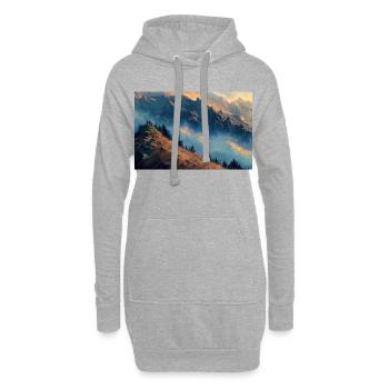Poster Illustration Paysage de Montagne - Sweat-shirt à capuche long Femme - gris chiné - Devant