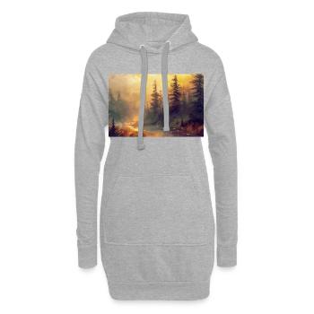Waldlandschaft Illustration Poster - Hoodie-Kleid - Grau meliert - Vorne