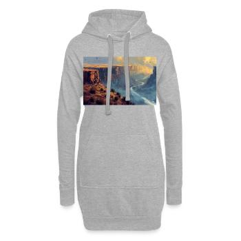 Poster Illustration Paysage de Canyon - Sweat-shirt à capuche long Femme - gris chiné - Devant