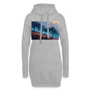 Waldlandschaft Illustration Poster - Hoodie-Kleid - Grau meliert - Vorne