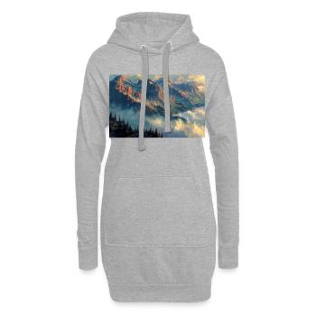 Poster Illustration Paysage de Montagne - Sweat-shirt à capuche long Femme - gris chiné - Devant