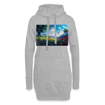 Natur Landschaft Illustration Poster - Hoodie-Kleid - Grau meliert - Vorne