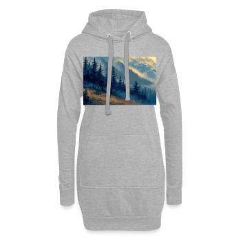 Poster Illustration Paysage de Montagne - Sweat-shirt à capuche long Femme - gris chiné - Devant