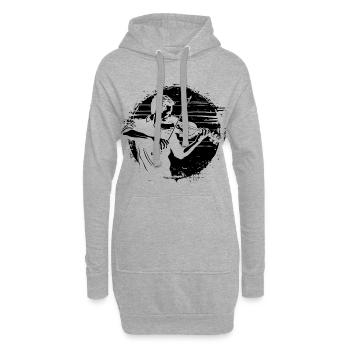 Dessin de violoniste - Sweat-shirt à capuche long Femme - gris chiné - Devant