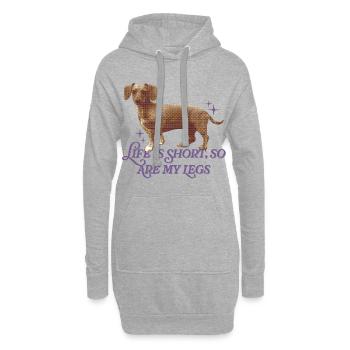Dackel-Humor – Kurze Beine, Großes Herz - Hoodie-Kleid - Grau meliert - Vorne