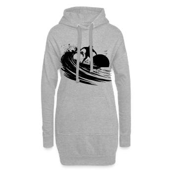 Surfeur - Sweat-shirt à capuche long Femme - gris chiné - Devant