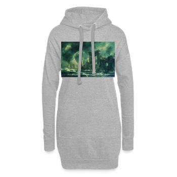 Poster Illustration Paysage en ruine - Sweat-shirt à capuche long Femme - gris chiné - Devant