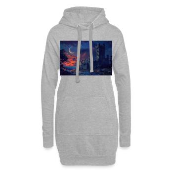 Poster Illustration Mittelalterliche Landschaft in Ruinen - Hoodie-Kleid - Grau meliert - Vorne