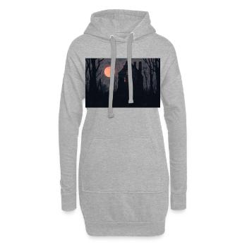 Spukhaus Illustration Poster - Hoodie-Kleid - Grau meliert - Vorne