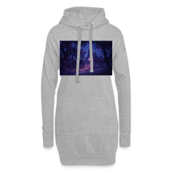 Poster Illustration église dans la nuit - Sweat-shirt à capuche long Femme - gris chiné - Devant