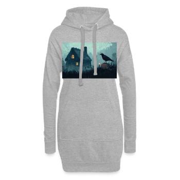 Spukhaus Illustration Poster - Hoodie-Kleid - Grau meliert - Vorne