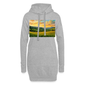 Natur Landschaft Illustration Poster - Hoodie-Kleid - Grau meliert - Vorne