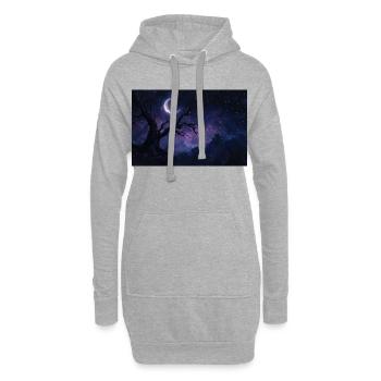 Nachtlandschaft Illustration Poster - Hoodie-Kleid - Grau meliert - Vorne