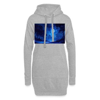 Nachtlandschaft Illustration Poster - Hoodie-Kleid - Grau meliert - Vorne