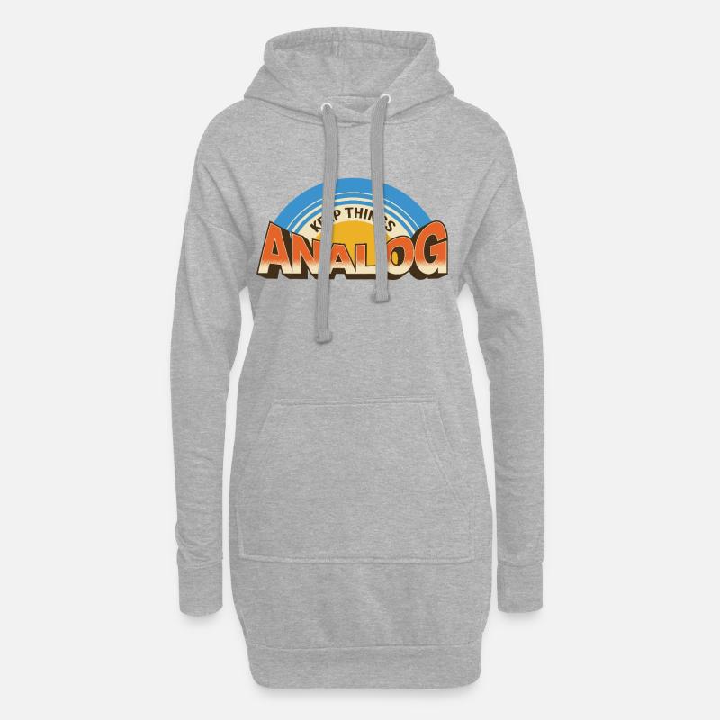 Keep Things Analog – Retro Tech Statement - Hoodie Dress - heather grey
