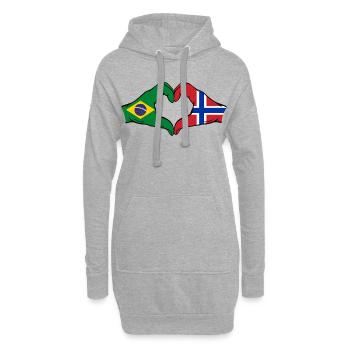 Brésil Norvège Drapeau Mains Coeur Forme - Sweat-shirt à capuche long Femme - gris chiné - Devant