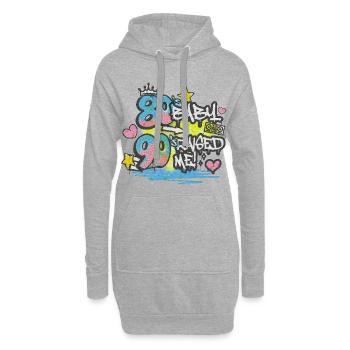 Bébé des années 80 Raised Me des années 90 - Motif graffiti - Sweat-shirt à capuche long Femme - gris chiné - Devant