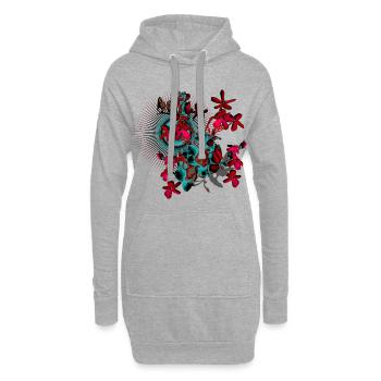 Spring Flowers Red Spring Pattern - Hoodie Dress - heather grey - Front