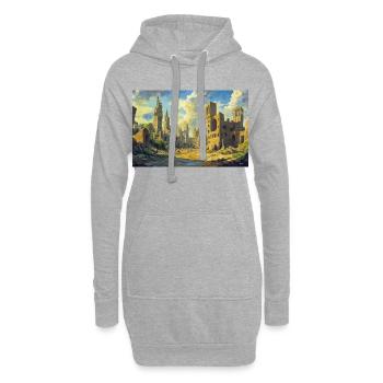 Poster Illustration Mittelalterliche Landschaft in Ruinen - Hoodie-Kleid - Grau meliert - Vorne