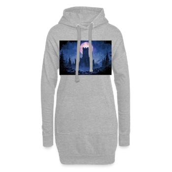 Poster Illustration Mittelalterliche Landschaft in Ruinen - Hoodie-Kleid - Grau meliert - Vorne