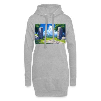 Natur Landschaft Illustration Poster - Hoodie-Kleid - Grau meliert - Vorne