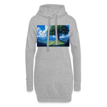 Natur Landschaft Illustration Poster - Hoodie-Kleid - Grau meliert - Vorne