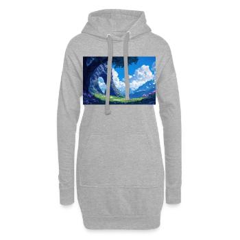 Poster Illustration Paysage de Montagne - Sweat-shirt à capuche long Femme - gris chiné - Devant