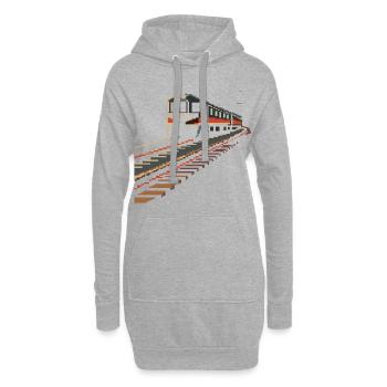 Pixels de chemin de fer - Sweat-shirt à capuche long Femme - gris chiné - Devant