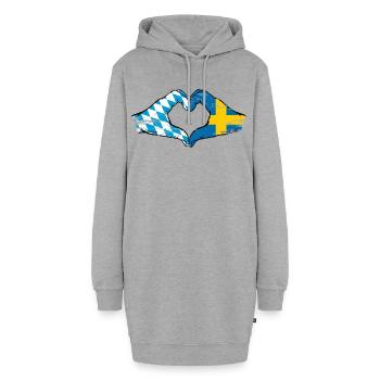 Bavière, Suède, Drapeau, Mains, Forme de coeur Utilisé - Sweat-shirt à capuche long Femme - gris chiné - Devant