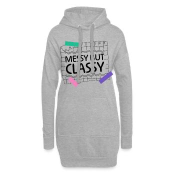 Messy but Classy – Eltern-Lifestyle Statement - Hoodie-Kleid - Grau meliert - Vorne