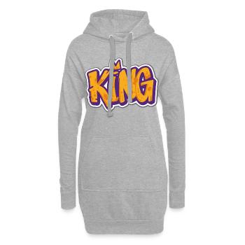 King - Graffiti coloré Streetwear Design - Sweat-shirt à capuche long Femme - gris chiné - Devant
