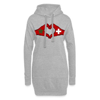 Marokko Schweiz Flagge Hände Herzform - Hoodie-Kleid - Grau meliert - Vorne