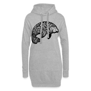 Lamantin tribal - Sweat-shirt à capuche long Femme - gris chiné - Devant