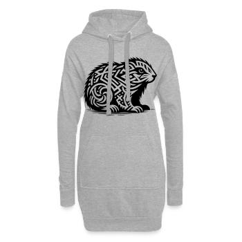 Marmotte tribale - Sweat-shirt à capuche long Femme - gris chiné - Devant