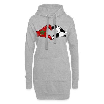 Drapeau de football du Maroc mains forme de coeur utilisé - Sweat-shirt à capuche long Femme - gris chiné - Devant